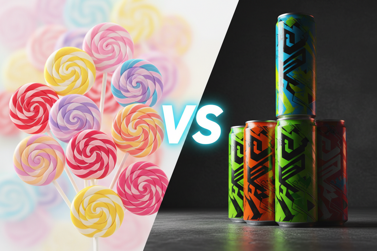 music candy vs energy drinks