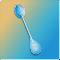 Blue baby spoon on a gradient background