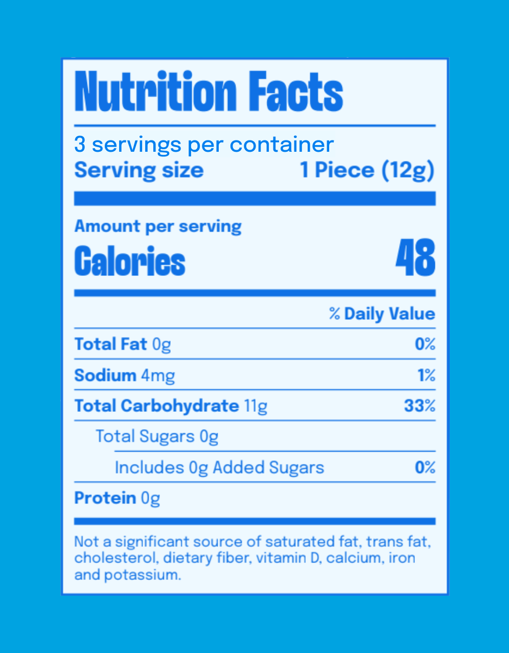 Nutrition facts label for Lollipopstar Akon 3 Pack Bone-Conduction Music Lollipops