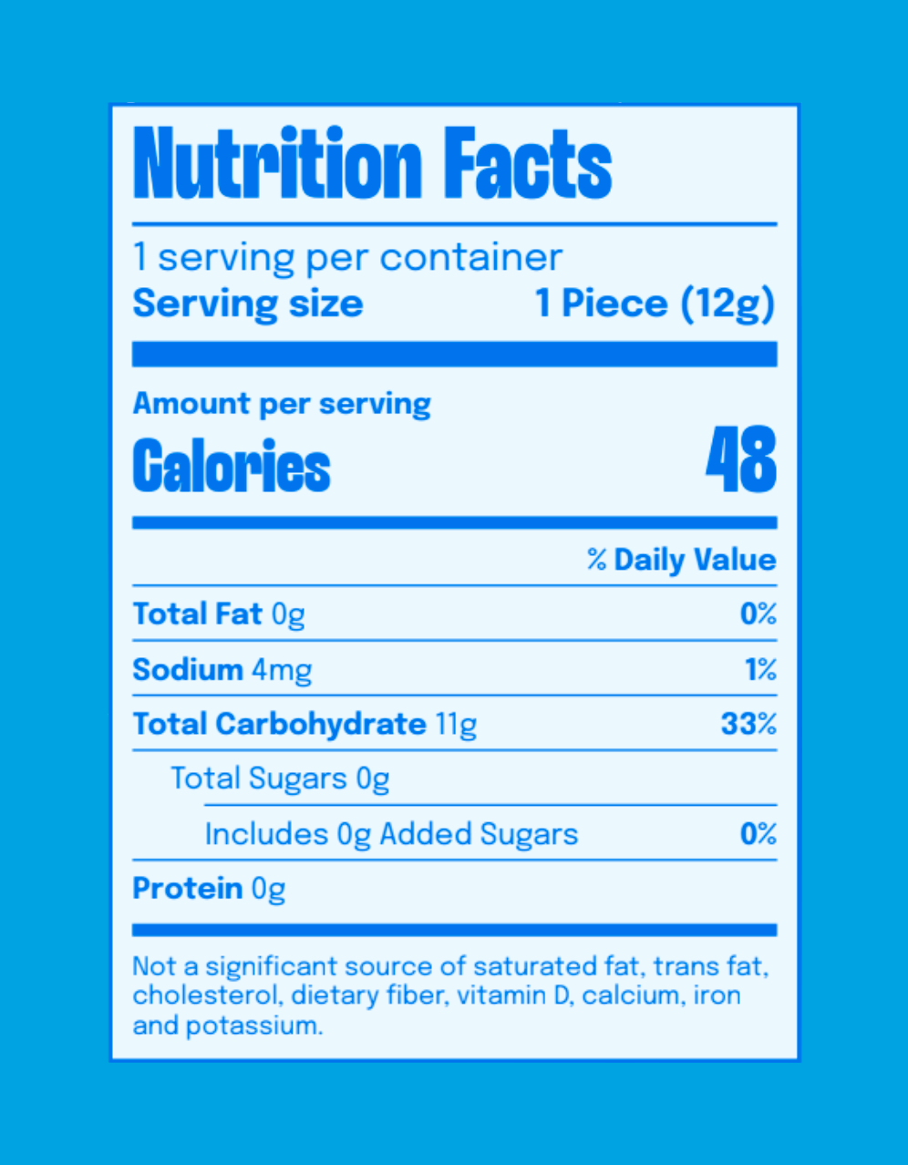 Nutrition facts label for Lollipopstar Rain On The Roof Flavor Music Lollipop