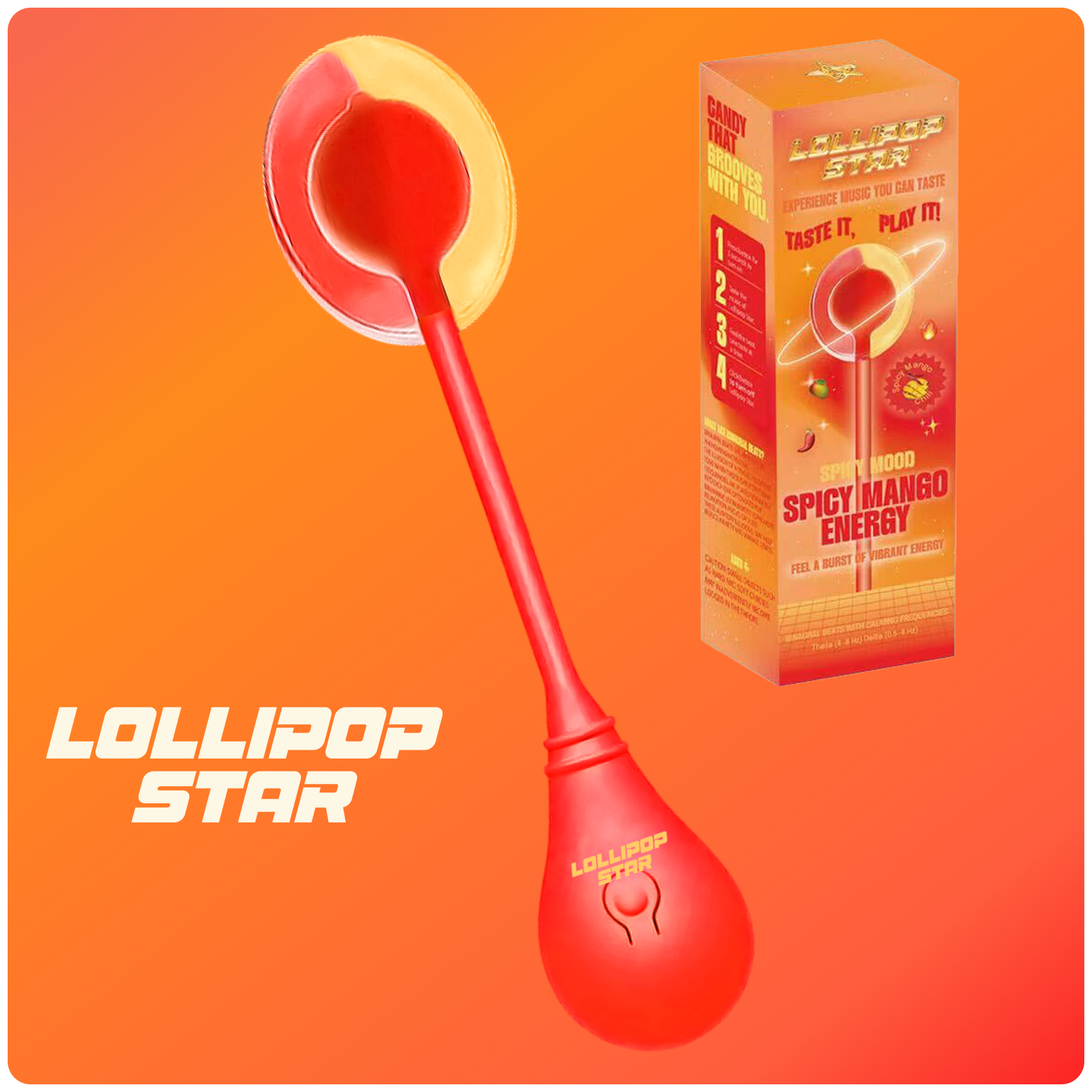 Lollipopstar Spicy Mango Energy Flavor Music Lollipop