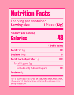 Nutrition facts label for lollipopstar Study With Me Flavor Music Lollipop